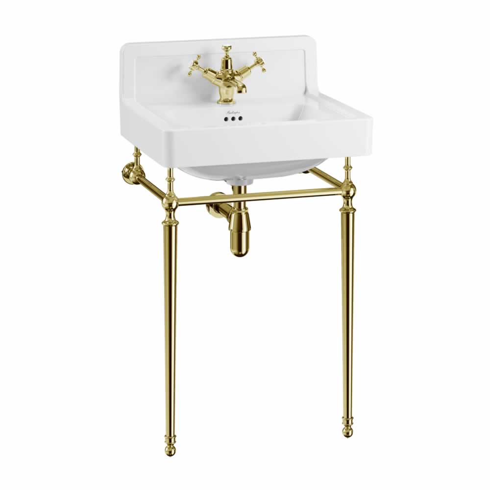 Contemporary Basin 56cm Upstand with gold wash stand